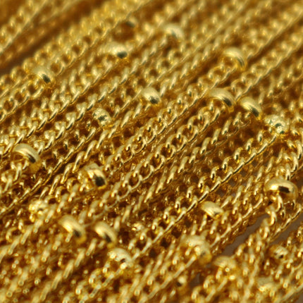10 ft spool of Gold Plated Dainty Delicate curb BALL Satellite Chain - 1.3mm soldered link - with FREE Adequate Jumpring (10pcs)  - 1.3SAT