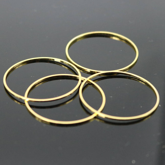 Wholesale Lot 100 pcs Gold Ring Circle - 30mm x 1.2mm - 24K Gold Plated Ring Circle Link Connector Closed Jump Rings - ship California USA