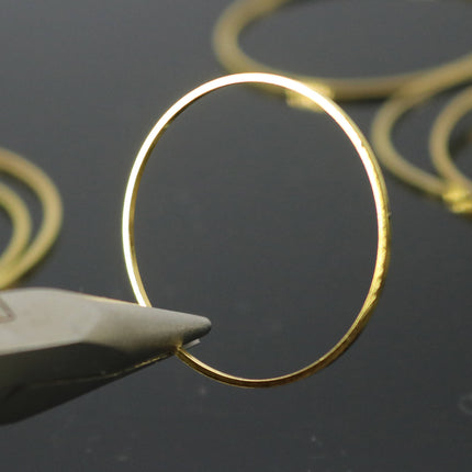Wholesale Lot 100 pcs Gold Ring Circle - 30mm x 1.2mm - 24K Gold Plated Ring Circle Link Connector Closed Jump Rings
