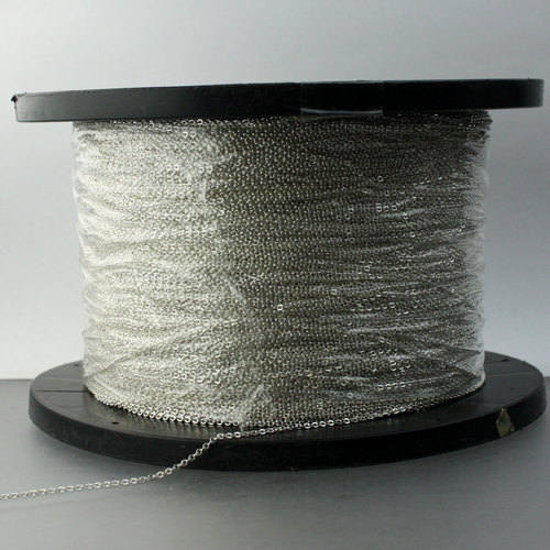 100 ft. of 925 SOLID Sterling Silver Little Tiny Flat Round Cable Chain - 1.6x1.25mm - SS16125