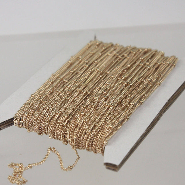 1000 ft spool of Pinky Gold Plated Champagne Gold Plated Dainty Delicate curb BALL Satellite Chain - 1.3mm soldered link - 1.3SAT