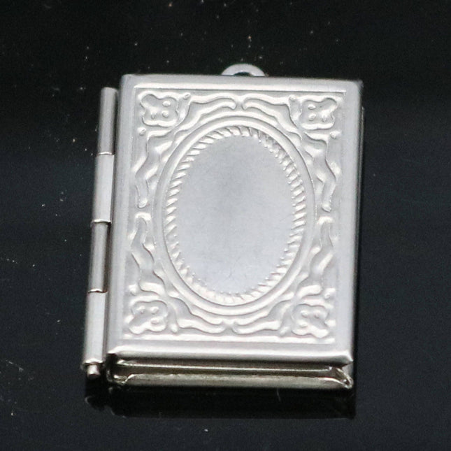 1/5/10/25 pcs STAINLESS STEEL Book Locket Pendant Charm - 20x27mm 4.3mm thickness - Pendant Charm