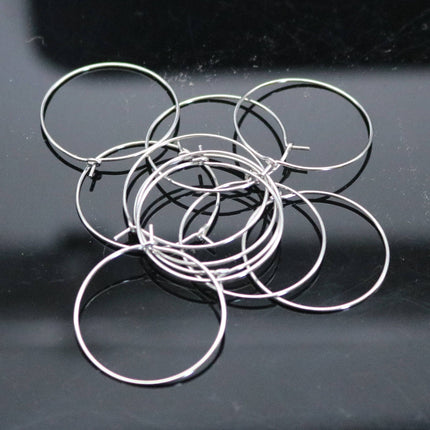 NEW 24 pcs - 25mm 1 inch STAINLESS Steel Wine Glass Hoops Simple Hoop Earwires Earrings