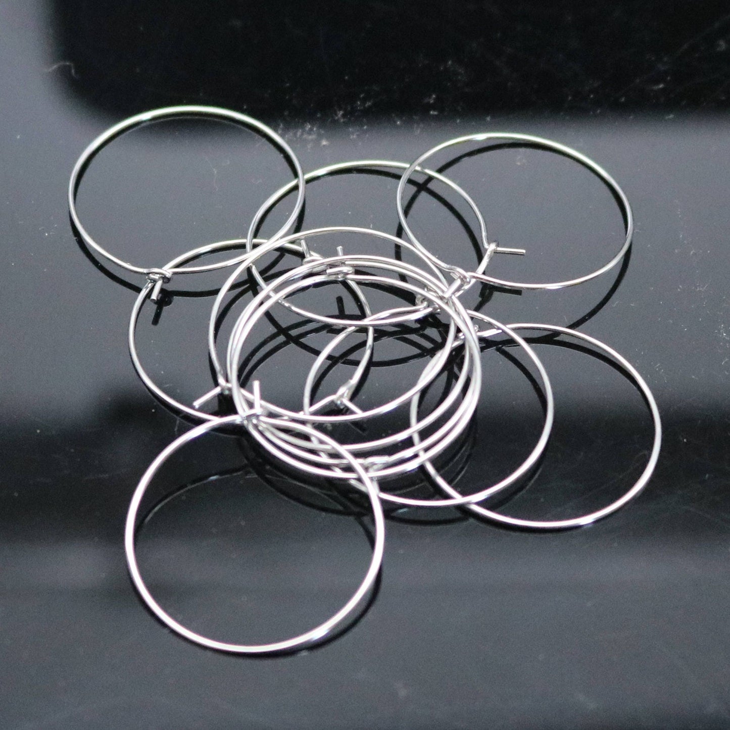 NEW 24 pcs - 25mm 1 inch STAINLESS Steel Wine Glass Hoops Simple Hoop Earwires Earrings - Ship from California Bay Area USA