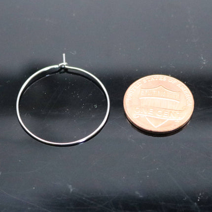 NEW 24 pcs - 25mm 1 inch STAINLESS Steel Wine Glass Hoops Simple Hoop Earwires Earrings