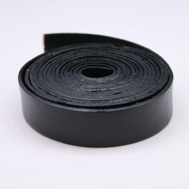 13/16 inch 20mm x 84" Black Genuine Leather Strap - Premium Quality Real Leather - 7 Feet Long - 13/16 Inch / 20mm Flat Strip