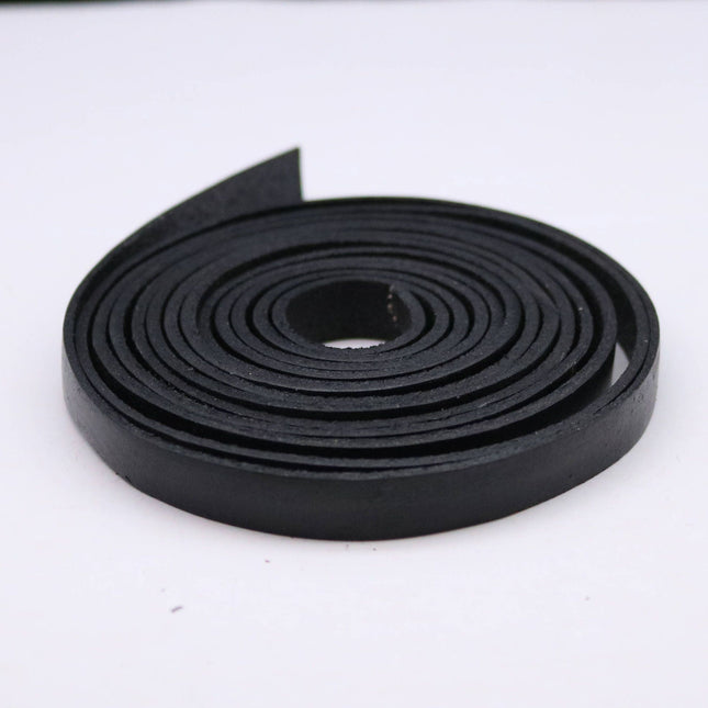 3/8 inch 10mm x 84" Black Genuine Leather Strap - Premium Quality Real Leather - 7 Feet Long - 3/8 Inch / 10mm Flat Strip