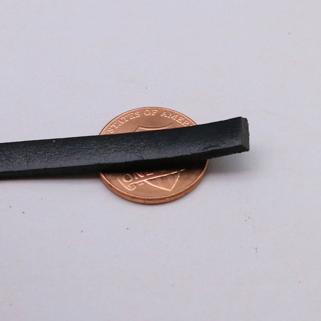 1/4 inch 6mm x 84" Black Genuine Leather Strap - Premium Quality Real Leather - 7 Feet Long - 1/4 Inch / 6mm Flat Strip