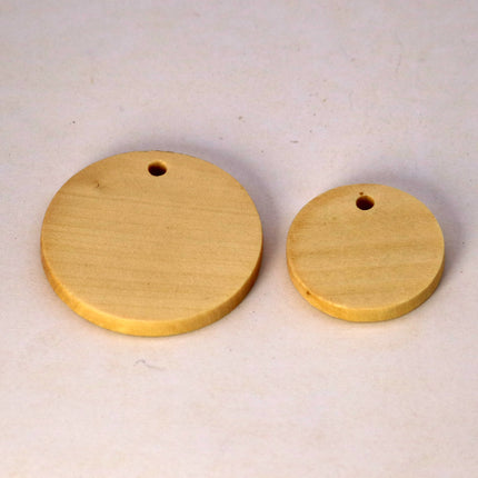 50 pcs of 1 inch - 25mm Diameter Unfinished Wood with Hole Blank Pendants - Round Wooden Circle Disc - Smooth Blanks