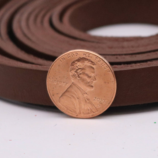 3/8 inch 10mm x 84" Brown Genuine Leather Strap - Premium Quality Real Leather - 7 Feet Long - 3/8 Inch / 10mm Flat Strip