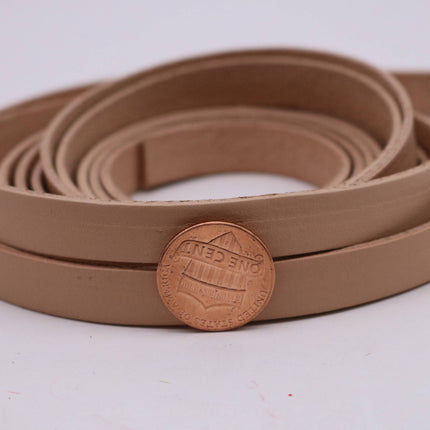 3/8 inch 10mm x 12/36 inch Light Brown Genuine Leather Strap - Premium Quality Real Leather - 1/3 Feet Long - 3/8 Inch / 10mm Flat Strip