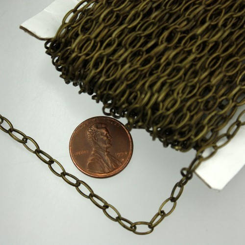100 ft of Antique Brass finished Oval drawn cable Chain - 6.3x3.5mm unsoldered link - 6335DR