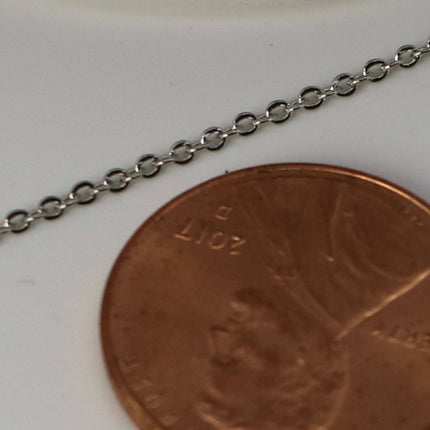 3 feet Rhodium Plated Micro Flat Chain - 1.5x1.2mm SOLDER Chain - little Oval Small Flat Soldered Cable - 1512F