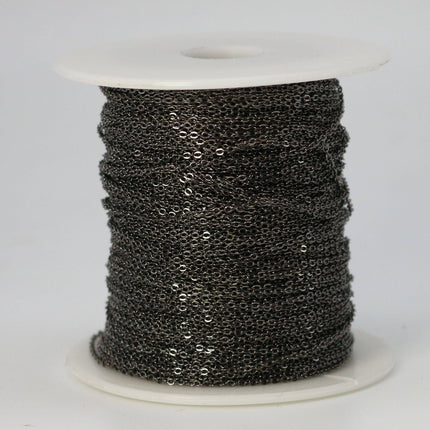 32 feet Gunmetal Plated Micro Flat Chain - 1.5x1.2mm SOLDER Chain - little Small Flat Soldered Cable - 1512F
