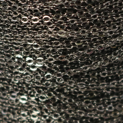 3 feet Gunmetal Plated Micro Flat Chain - 1.5x1.2mm SOLDER Chain -little Oval Small Flat Soldered Cable - 1512F
