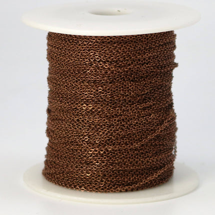 10  feet Antique Copper Micro Flat Chain - 1.5x1.2mm SOLDER Chain - Little Small Flat Soldered Cable - 1512F