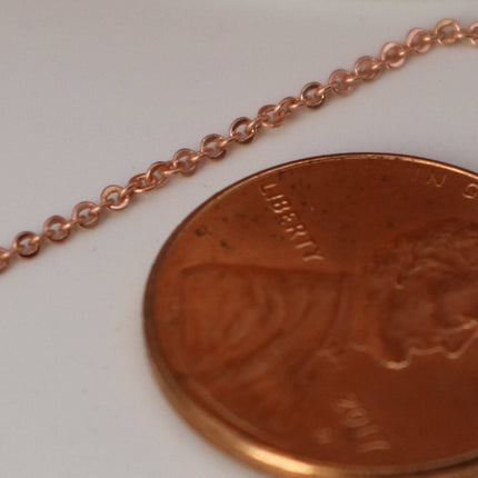 3 Ft. Non Tarnish Flat Cable Chain - Copper Micro Flat Chain - 1.5x1.2mm SOLDER - Anti Tarnish Free Resistant Cable - AT1512F