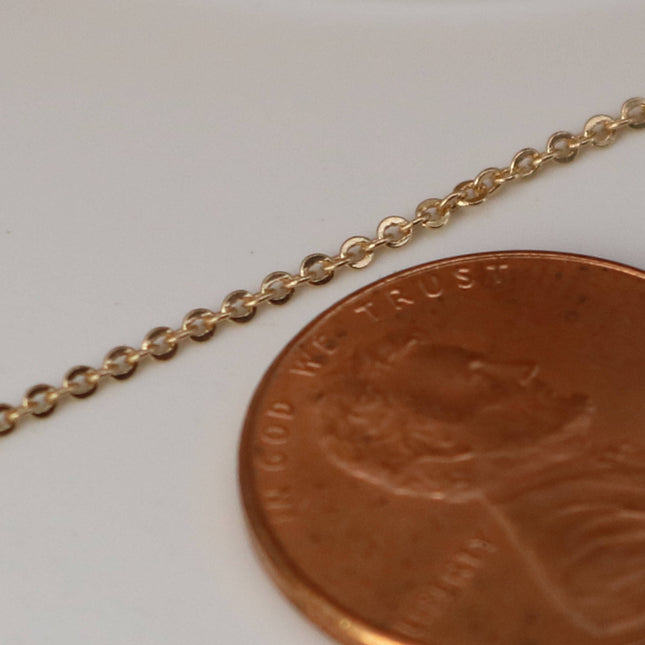 3 Ft. Non Tarnish Flat Cable Chain - Pinky Gold Micro Flat Chain - 1.5x1.2mm SOLDER - Anti Tarnish Free Resistant Cable - AT1512F