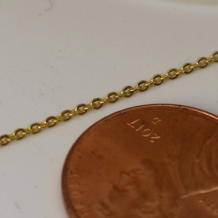 100 Ft. Non Tarnish Flat Cable Chain - New 18K Gold Micro Flat Chain - 1.5x1.2mm SOLDER - Anti Tarnish Free Resistant Cable - AT1512F