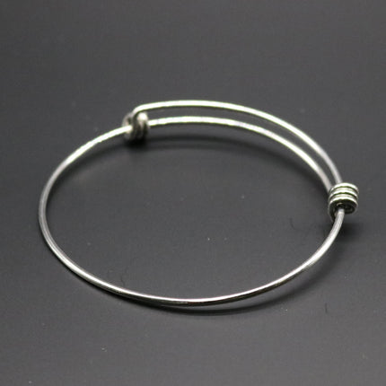 Wholesale Lot 25 pcs of Stainless Steel Bangle Bracelet - 65mmx63mm 1.6mm thickness - Stainless Wire Bangles - Charm Bracelet - Expandable