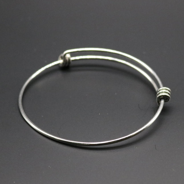 Wholesale Lot 25 pcs of Stainless Steel Bangle Bracelet - 65mmx63mm 1.6mm thickness - Stainless Wire Bangles - Charm Bracelet - Expandable
