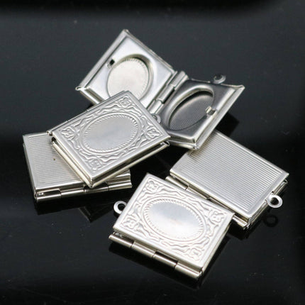 1/5/10/25 pcs STAINLESS STEEL Book Locket Pendant Charm - 20x27mm 4.3mm thickness - Pendant Charm