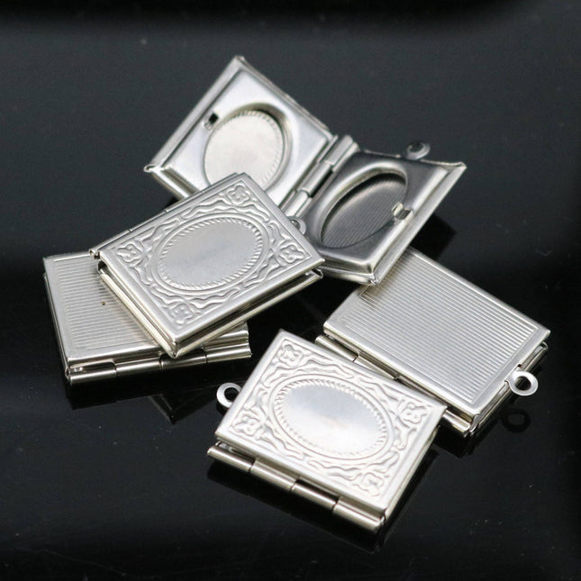 1/5/10/25 pcs STAINLESS STEEL Book Locket Pendant Charm - 20x27mm 4.3mm thickness - Pendant Charm
