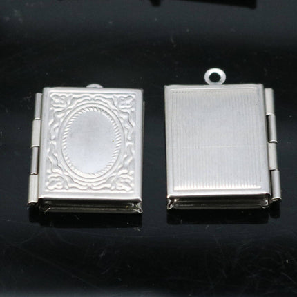 1/5/10/25 pcs STAINLESS STEEL Book Locket Pendant Charm - 20x27mm 4.3mm thickness - Pendant Charm