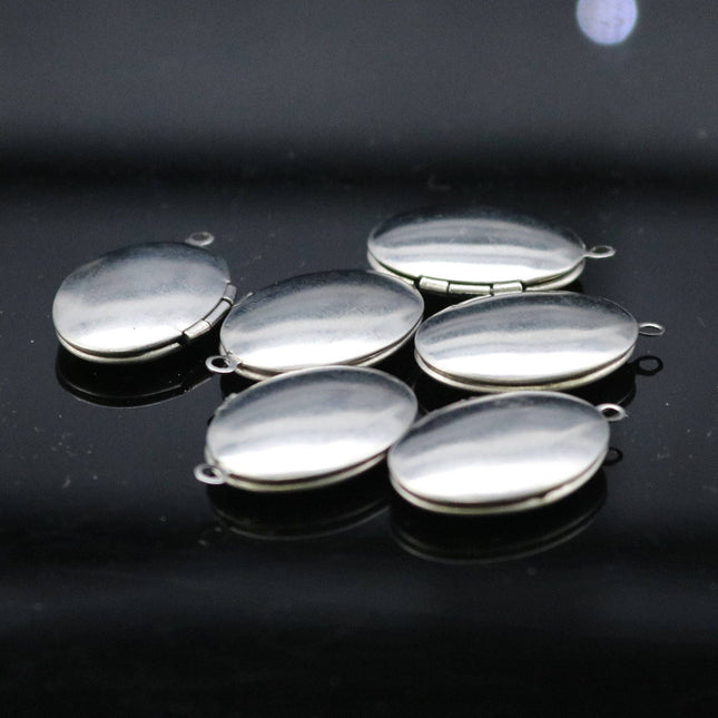 1/5/10/25 pcs STAINLESS STEEL Plain Oval Locket Pendant Charm - 16x24mm 5mm thickness - Pendant Charm