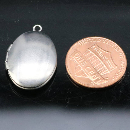 1/5/10/25 pcs STAINLESS STEEL Plain Oval Locket Pendant Charm - 16x24mm 5mm thickness - Pendant Charm