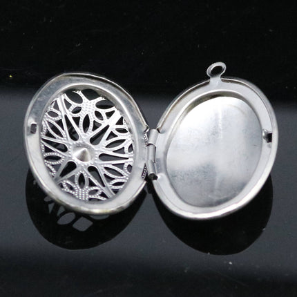 1/5/10/25 pcs STAINLESS STEEL Filigree Big Oval Round Circle Locket Pendant Charm - 26x39mm 10mm thickness