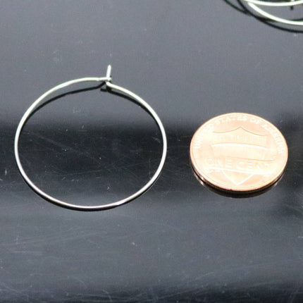 NEW 24 pcs - 30mm 1 3/16 inch STAINLESS Steel Wine Glass Hoops Simple Hoop Earwires Earrings