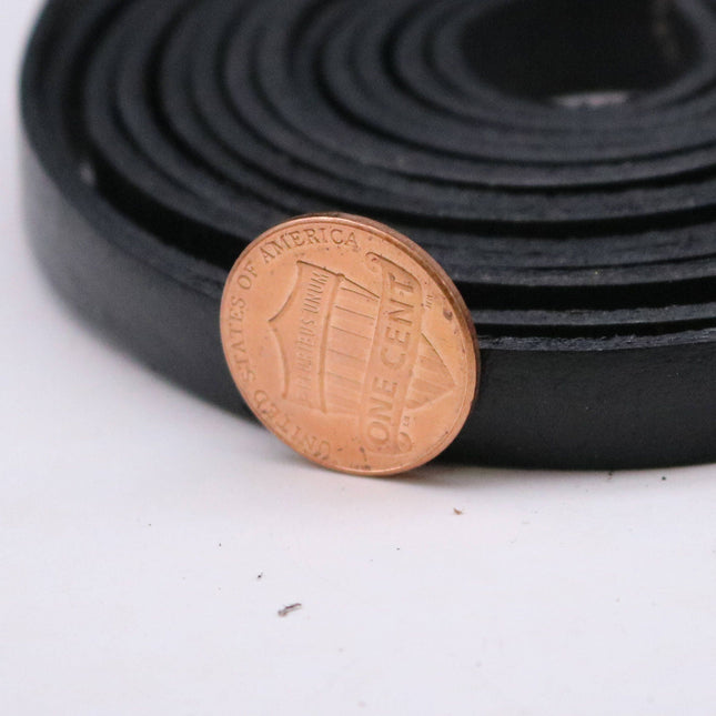 3/8 inch 10mm x 84" Black Genuine Leather Strap - Premium Quality Real Leather - 7 Feet Long - 3/8 Inch / 10mm Flat Strip
