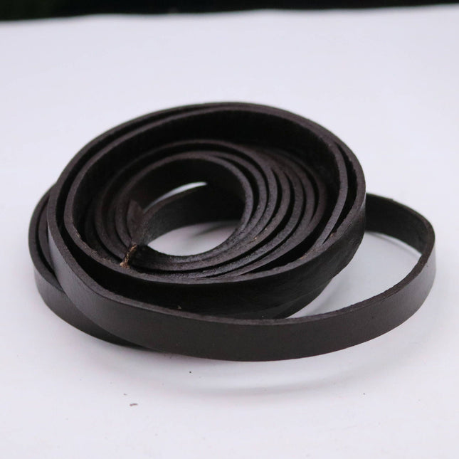 3/8 inch 10mm x 84" Dark Brown Genuine Leather Strap - Premium Quality Real Leather - 7 Feet Long - 3/8 Inch / 10mm Flat Strip