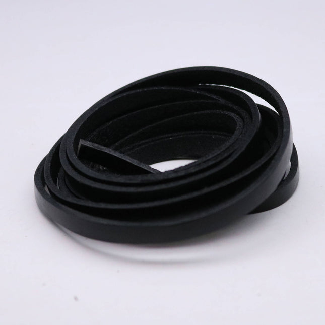 1/4 inch 6mm x 84" Black Genuine Leather Strap - Premium Quality Real Leather - 7 Feet Long - 1/4 Inch / 6mm Flat Strip