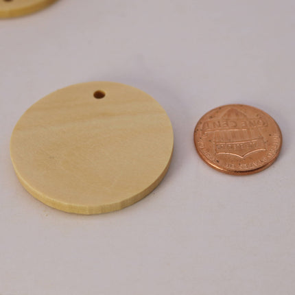 50 pcs of 1 3/8" - 35mm Diameter Unfinished Wood with Hole Blank Pendants - Round Wooden Circle Disc - Smooth Blanks