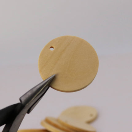 50 pcs of 1 3/8" - 35mm Diameter Unfinished Wood with Hole Blank Pendants - Round Wooden Circle Disc - Smooth Blanks