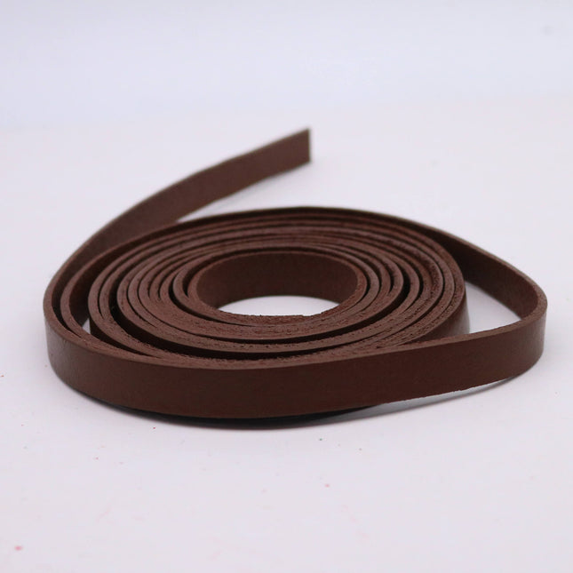 3/8 inch 10mm x 84" Brown Genuine Leather Strap - Premium Quality Real Leather - 7 Feet Long - 3/8 Inch / 10mm Flat Strip
