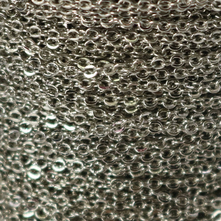 3 feet Rhodium Plated Micro Flat Chain - 1.5x1.2mm SOLDER Chain - little Oval Small Flat Soldered Cable - 1512F