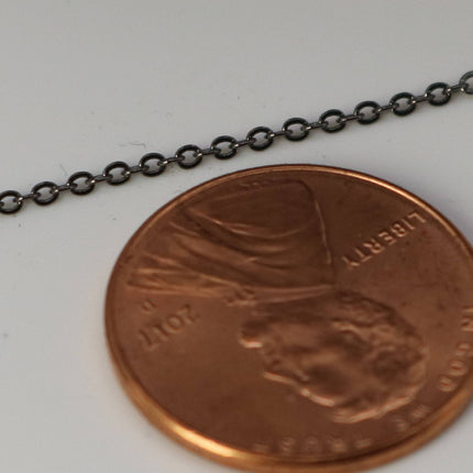 3 feet Gunmetal Plated Micro Flat Chain - 1.5x1.2mm SOLDER Chain -little Oval Small Flat Soldered Cable - 1512F