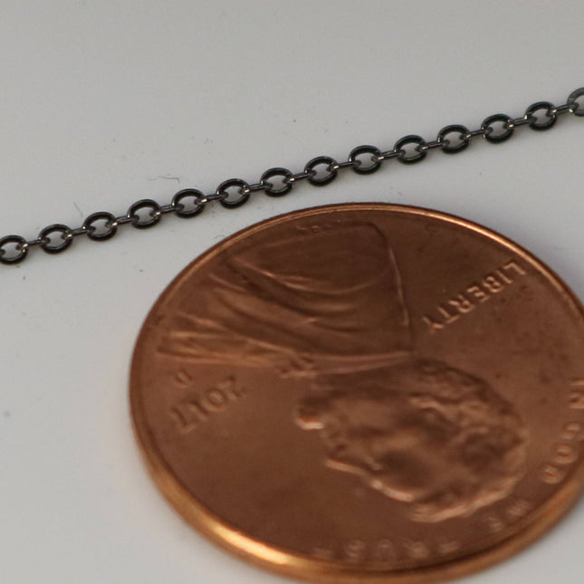 3 feet Gunmetal Plated Micro Flat Chain - 1.5x1.2mm SOLDER Chain -little Oval Small Flat Soldered Cable - 1512F