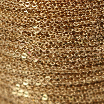 3 Ft. Non Tarnish Flat Cable Chain - Pinky Gold Micro Flat Chain - 1.5x1.2mm SOLDER - Anti Tarnish Free Resistant Cable - AT1512F