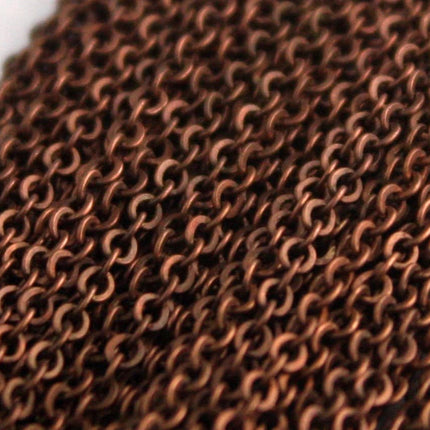 32 feet of Antiqued Copper Plated SOLDERED Flat Cable chain - 3x2.7mm Solder Link Sturdy Chain -  327SF