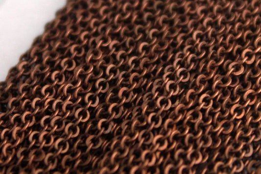 32 feet of Antiqued Copper Plated SOLDERED Flat Cable chain - 3x2.7mm Solder Link Sturdy Chain -  327SF