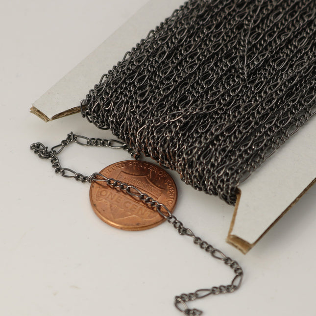 32 feet Gunmetal Figaro Chain SOLDERED Sturdy FIGARO chain 2x4.5mm - Necklace Wholesale Chain DIY Chain bulk chain - 245FIGARO