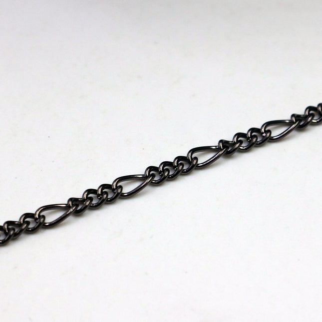 New Fancy Figaro Chain 50 feet Spool of Gunmetal figaro chain 6x3mm Links - 63Fig