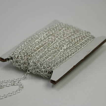 10 ft Sterling Silver Plated SOLDER Curb Chain EXTENDER Chain - 3.8x4.5mm Soldered Link - 3845CU
