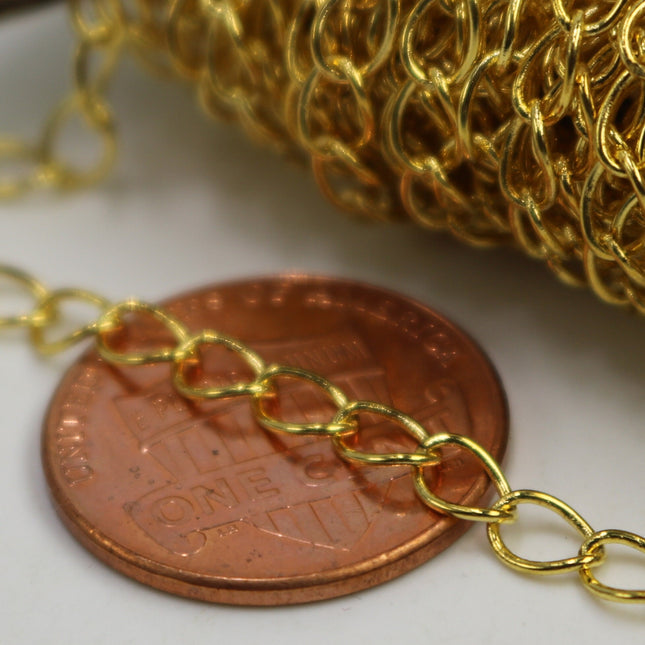 10 ft Gold Plated SOLDER Curb Chain EXTENDER Chain - 3.8x4.5mm Soldered Link - 3845CU