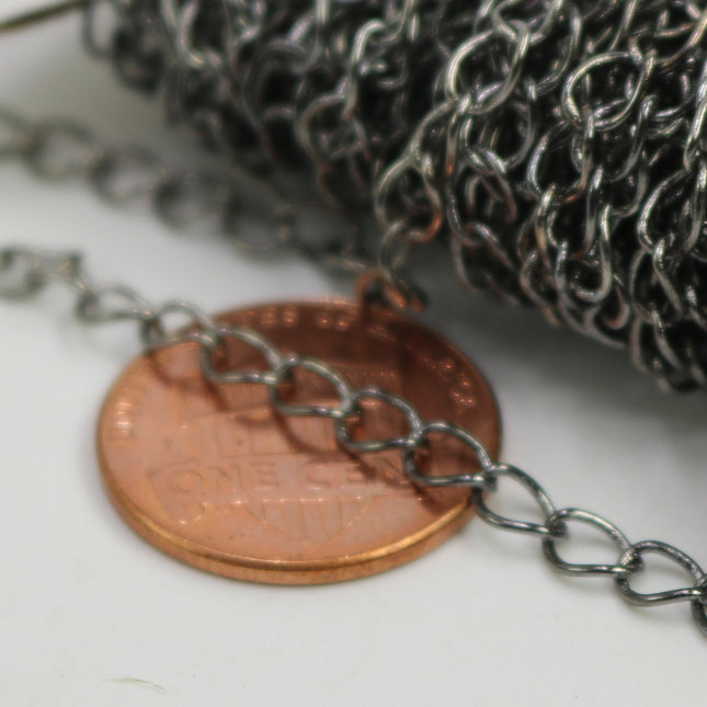 32 ft Gunmetal SOLDER Curb Chain EXTENDER Chain - 3.8x4.5mm Soldered Link - 3845CU