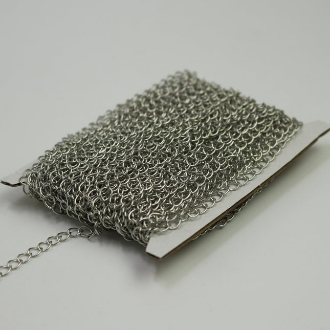32 ft Rhodium SOLDER Curb Chain EXTENDER Chain Antique Silver - 3.8x4.5mm Soldered Link - 3845CU